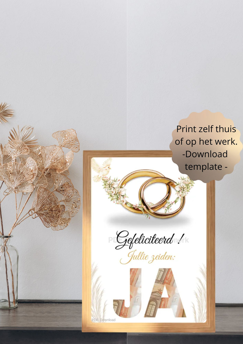 creatief geld geven printable huwelijk