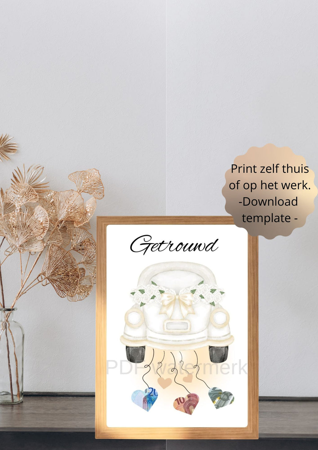 creatief cadeau met geld printable bruiloft