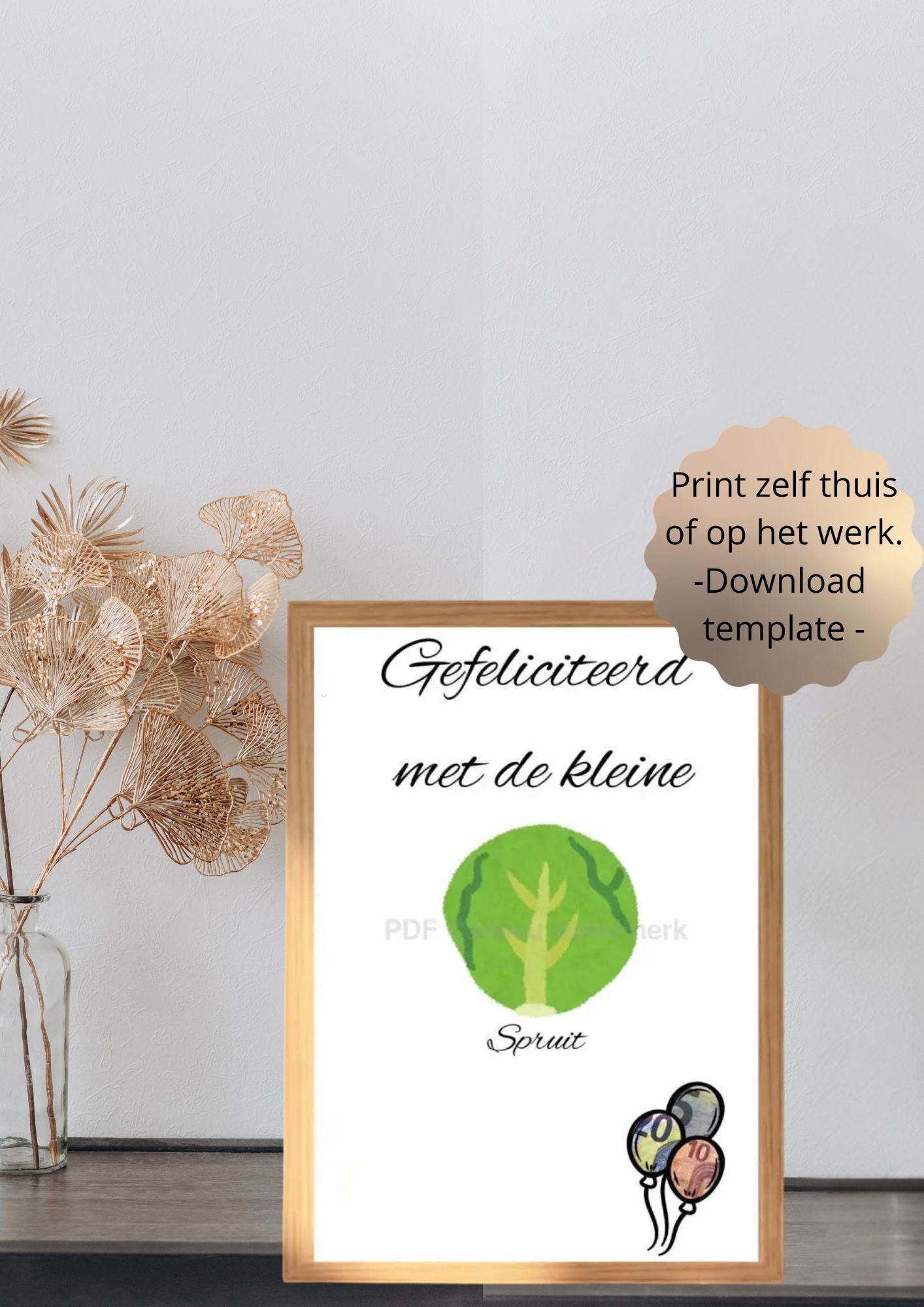 Geld cadeau geboorte zoon geven - printable
