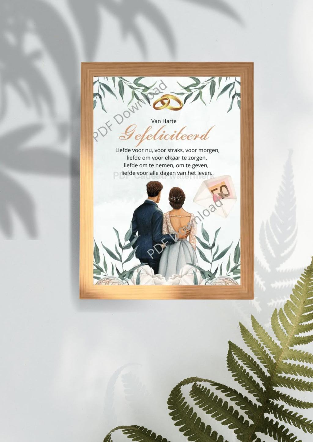 Maak zelf ideetje geld cadeau bruiloft - printable