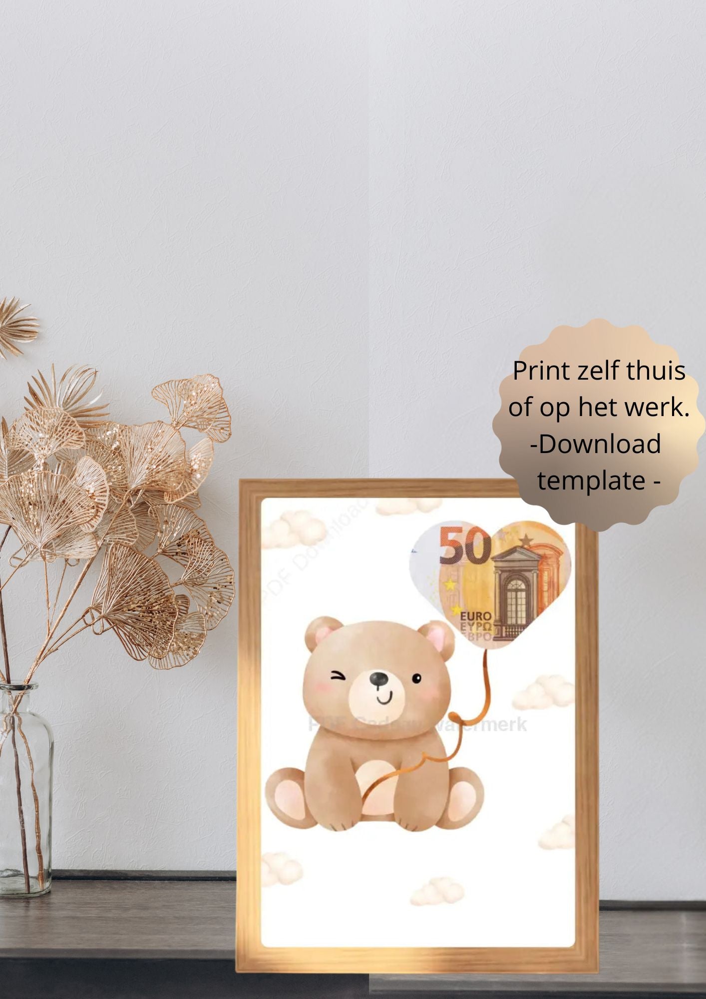 Geld geschenk baby en kind - printable