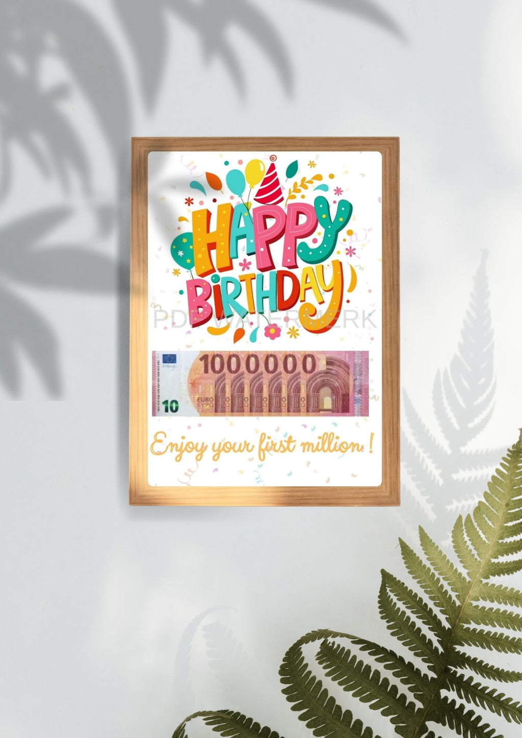 printable: Zelf maak geld cadeau voor verjaardag