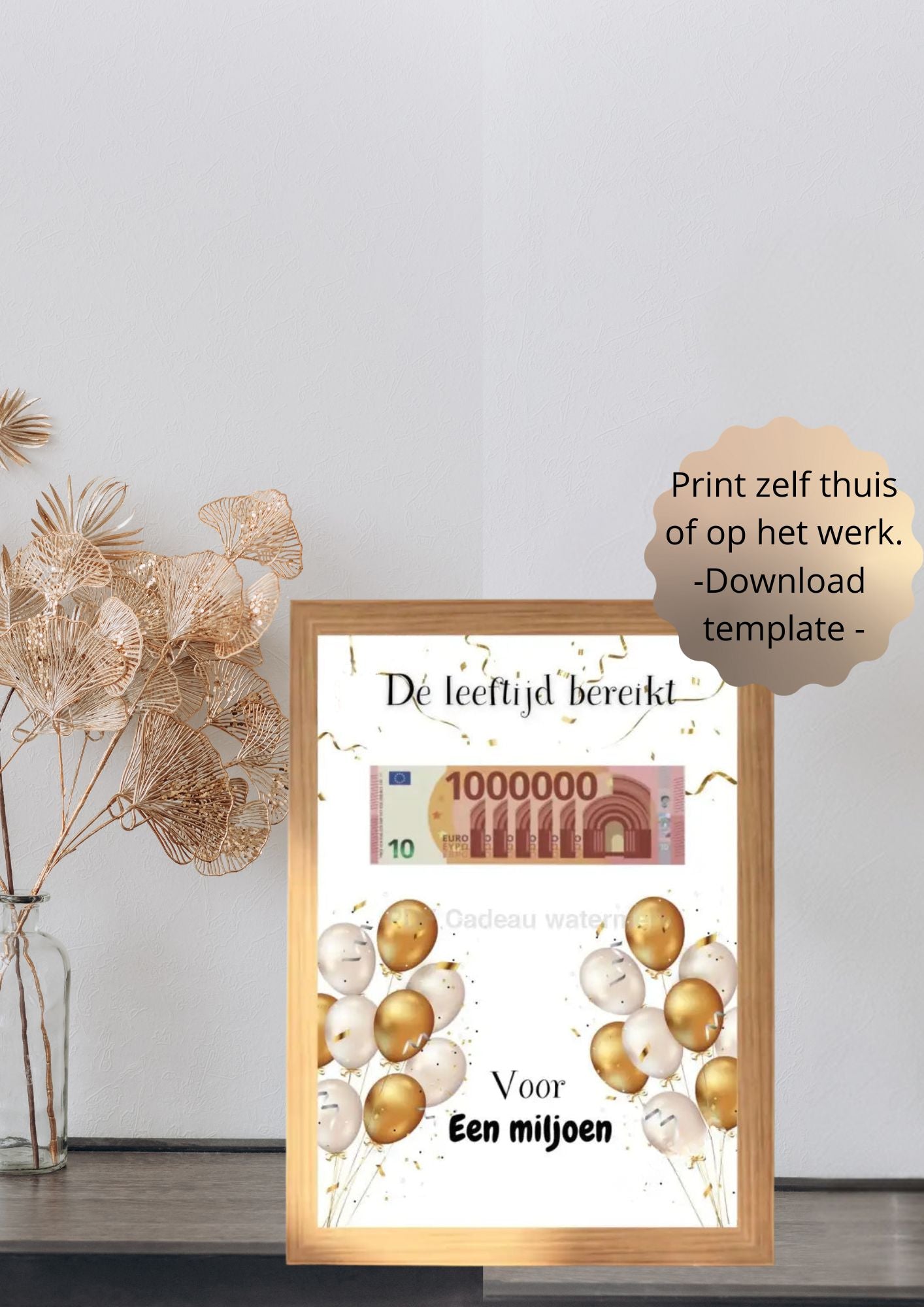 Geld geven leuk verpakt verjaardag - Printable