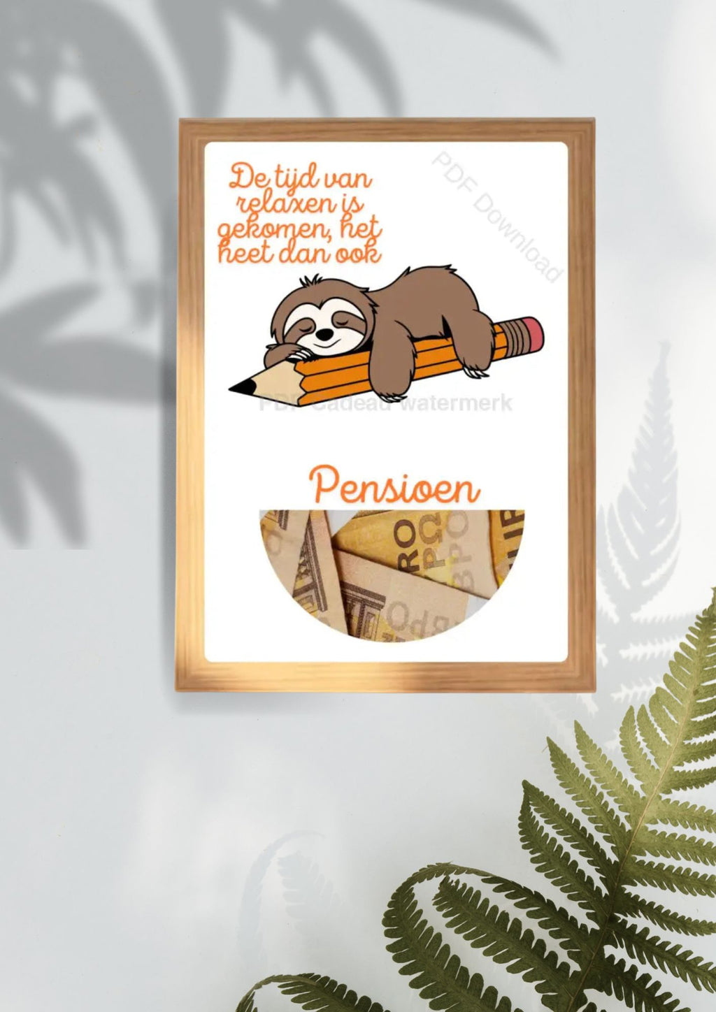 geld cadeau pensioen geven - printable