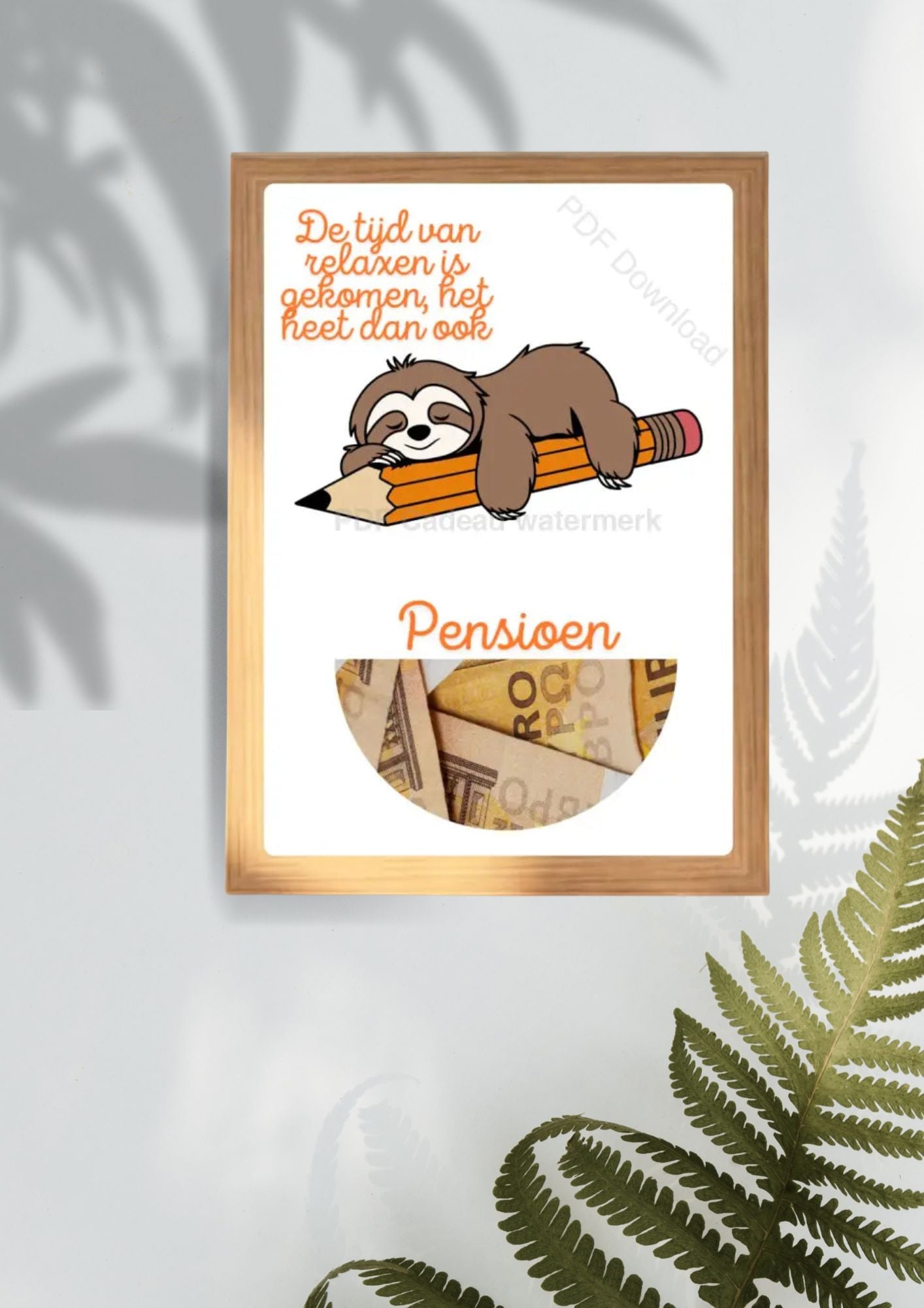 geld cadeau pensioen geven - printable