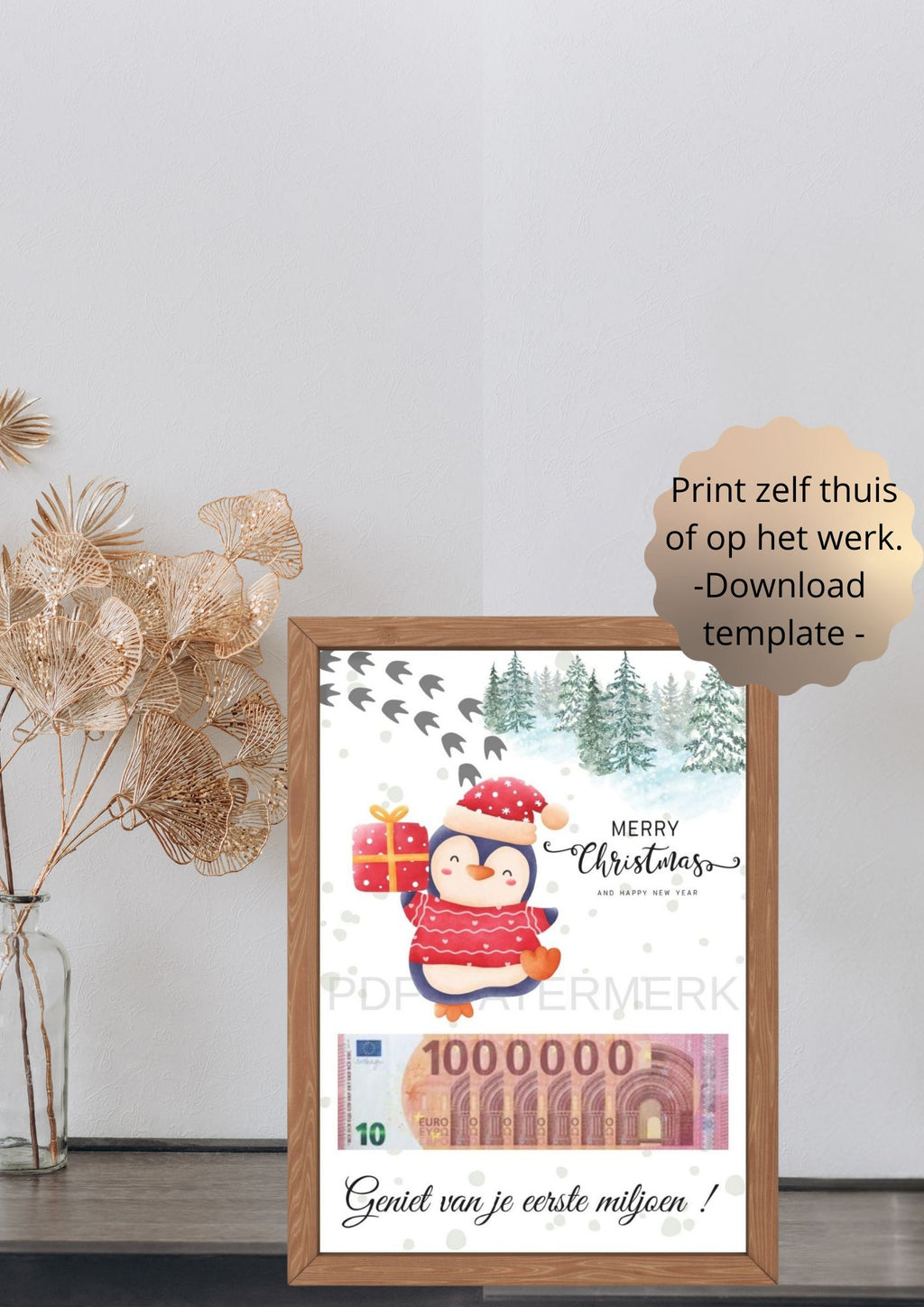 Geld geven leuk verpakt kerst met deze printable PDF