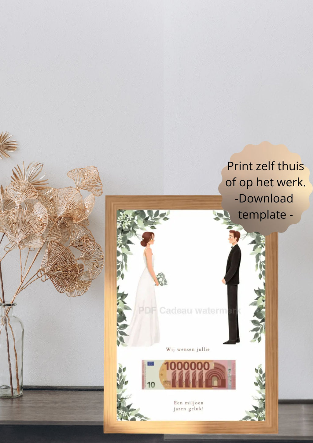 Grappig huwelijks geldcadeau - printable