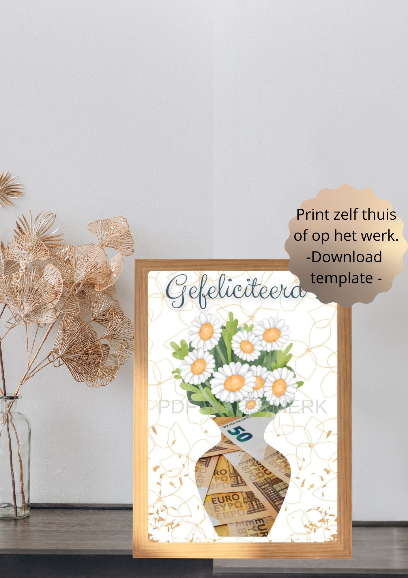 Geld cadeau voor vrouw verjaardag - printable