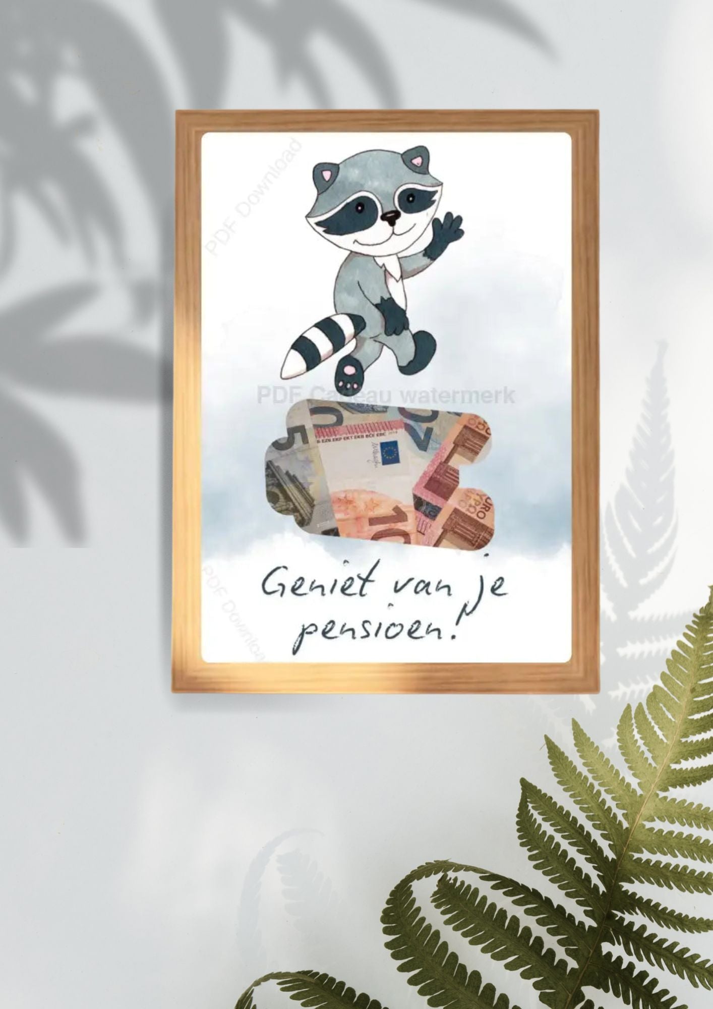Geef creatief geld cadeau pensioen printable