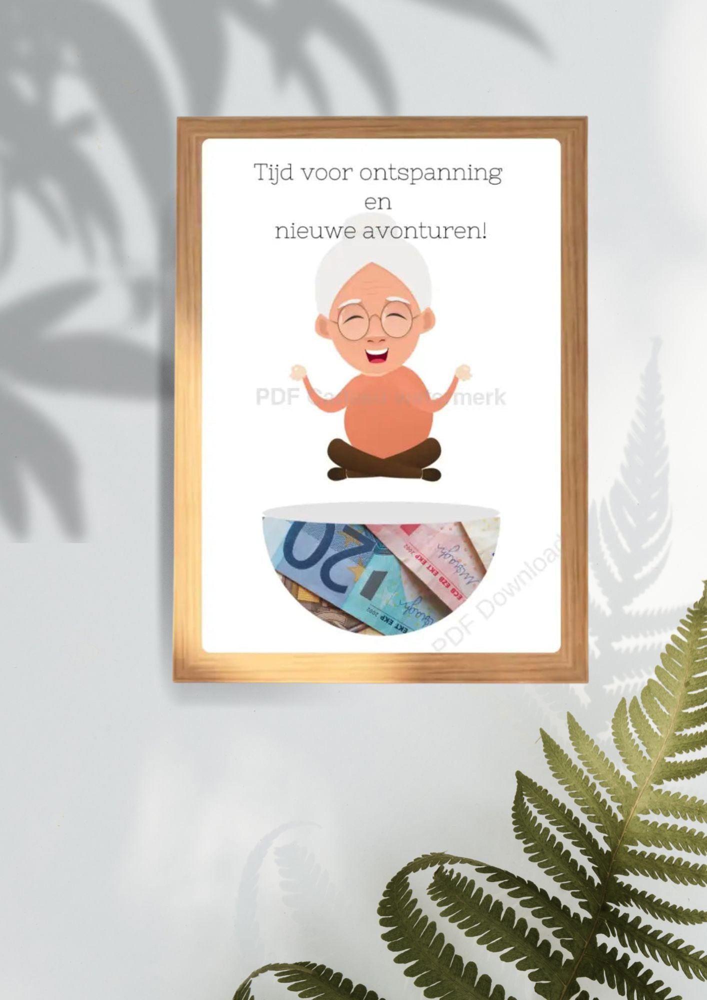 Verpakking voor geld kado pensioen printable