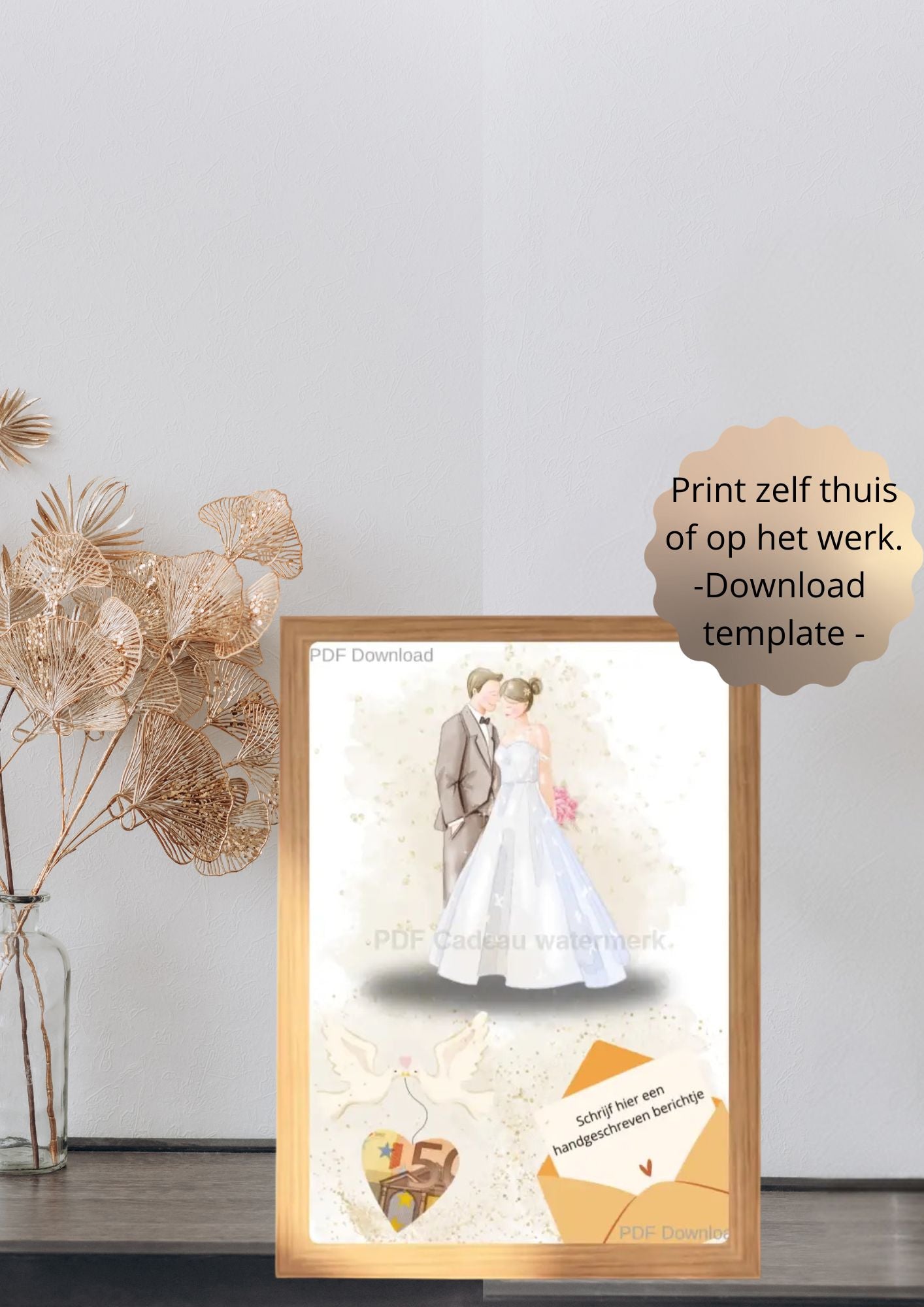 Geld cadeau 20 jaar getrouwd - printable