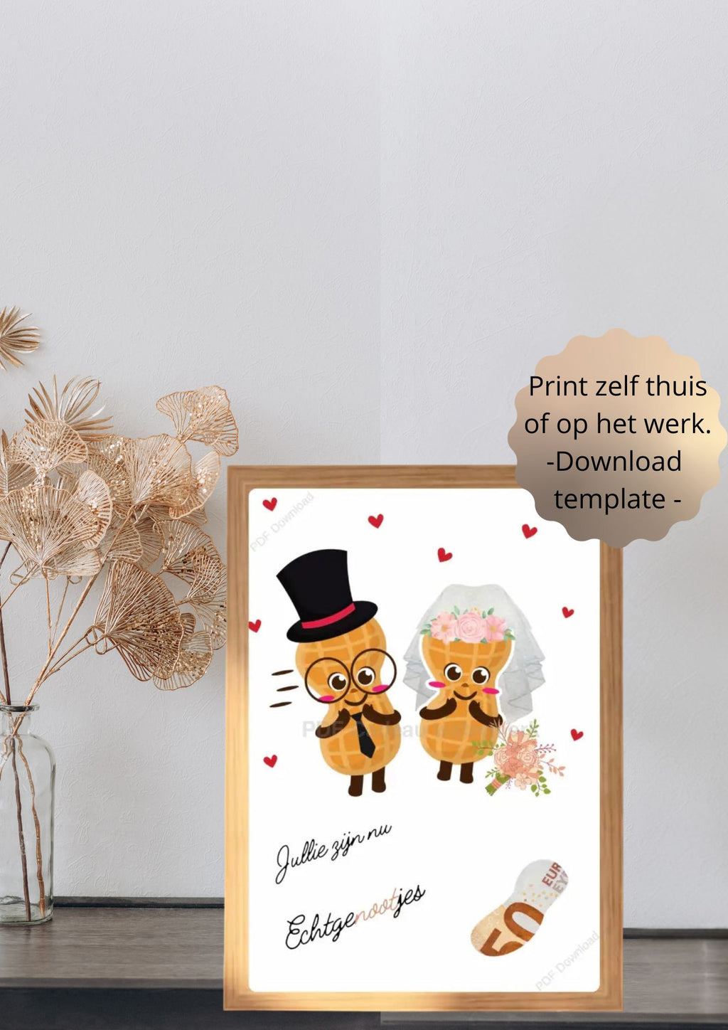 Originele manier om geld te geven bruiloft - printable