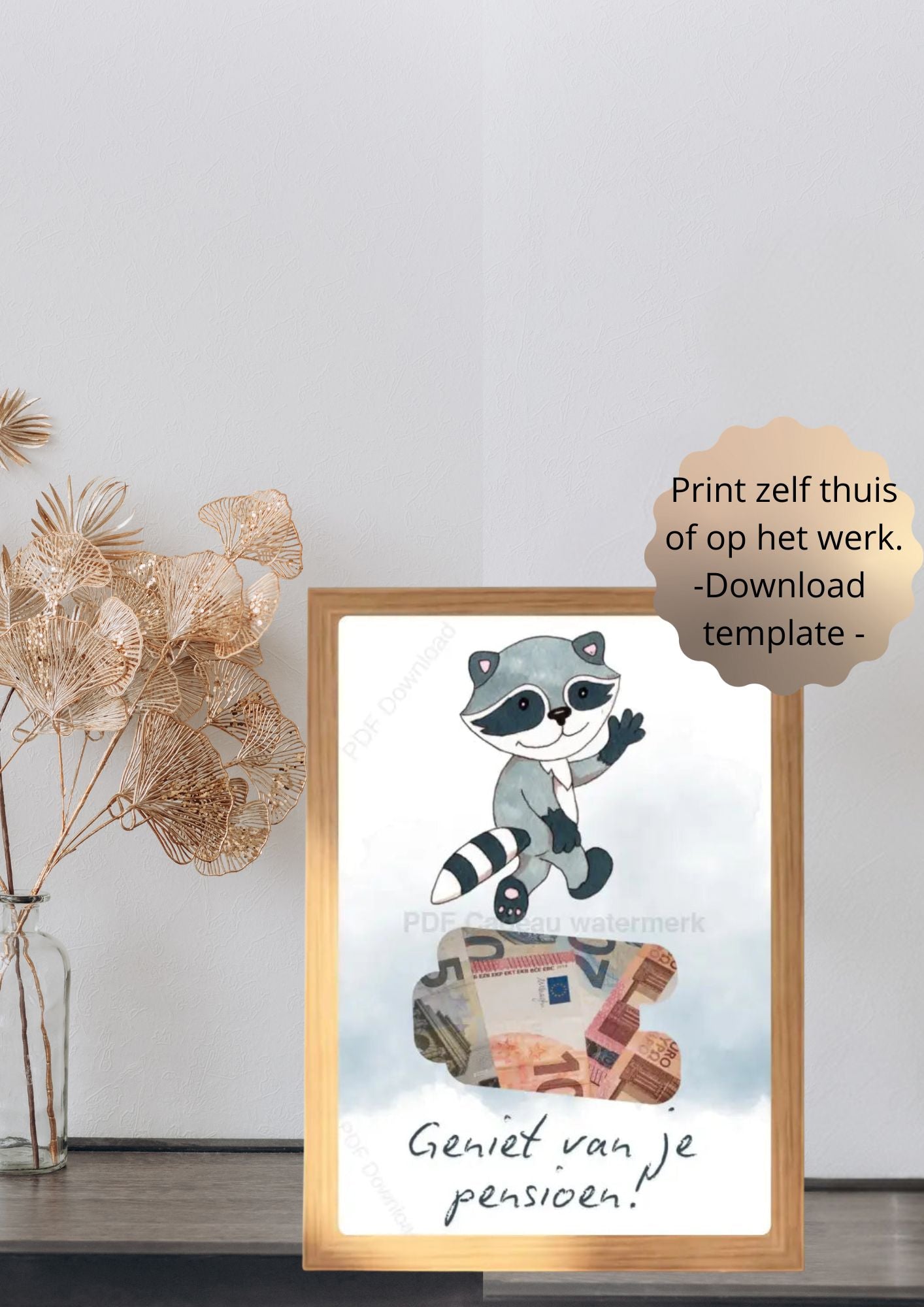 creatief pensioen geld cadeau geven - printable