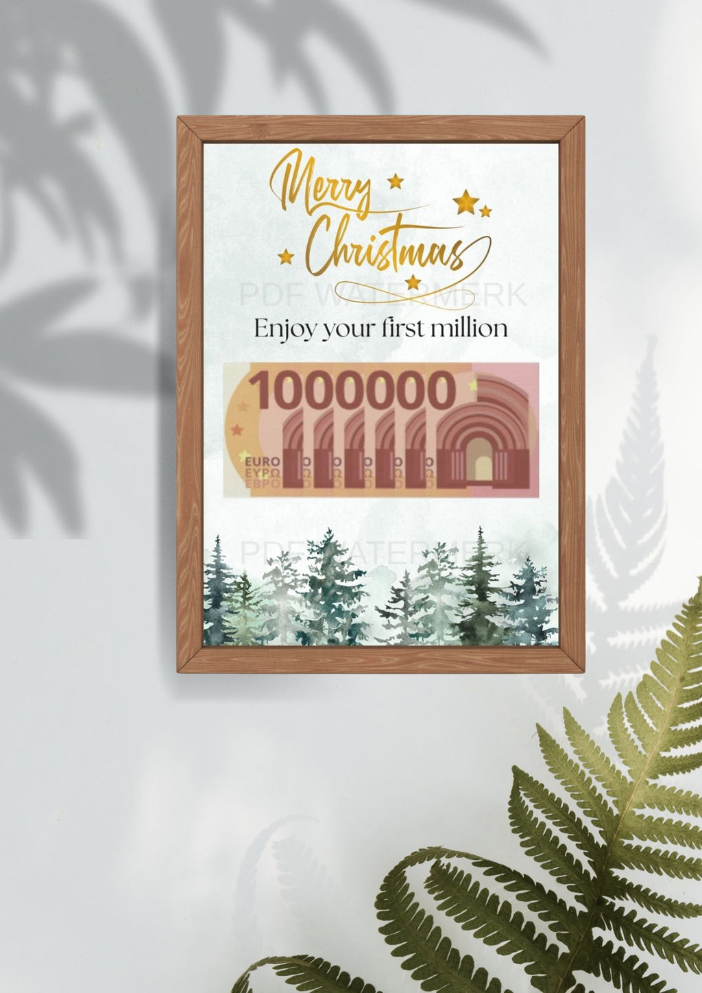 Kerst printable geld cadeau in fotolijst