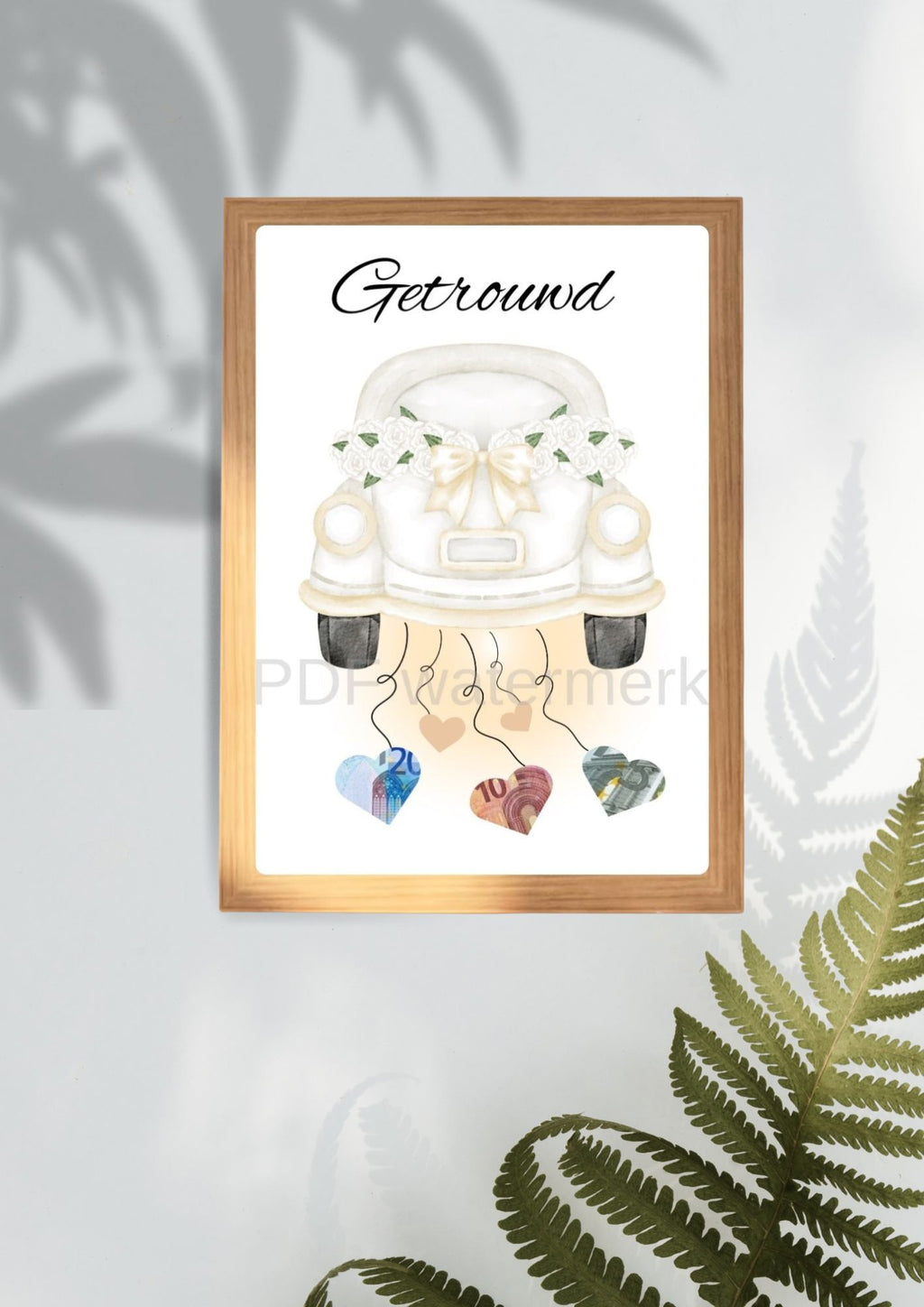 Geld cadeau bruiloft dat creatief is met geld - Printable