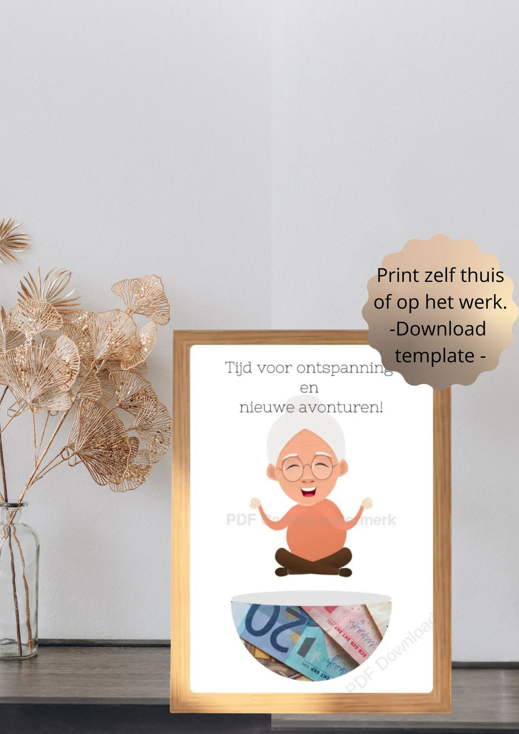Geld verpakking pensioen cadeau  printable