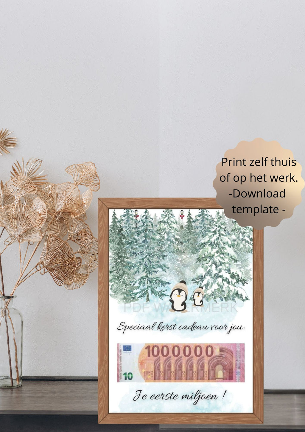Originele manier geld geven kerst - printable