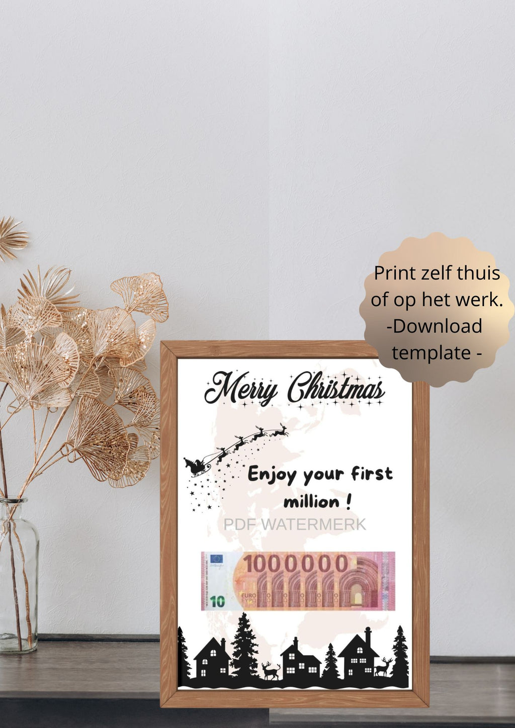 Creatieve manier geld geven kerst- printable
