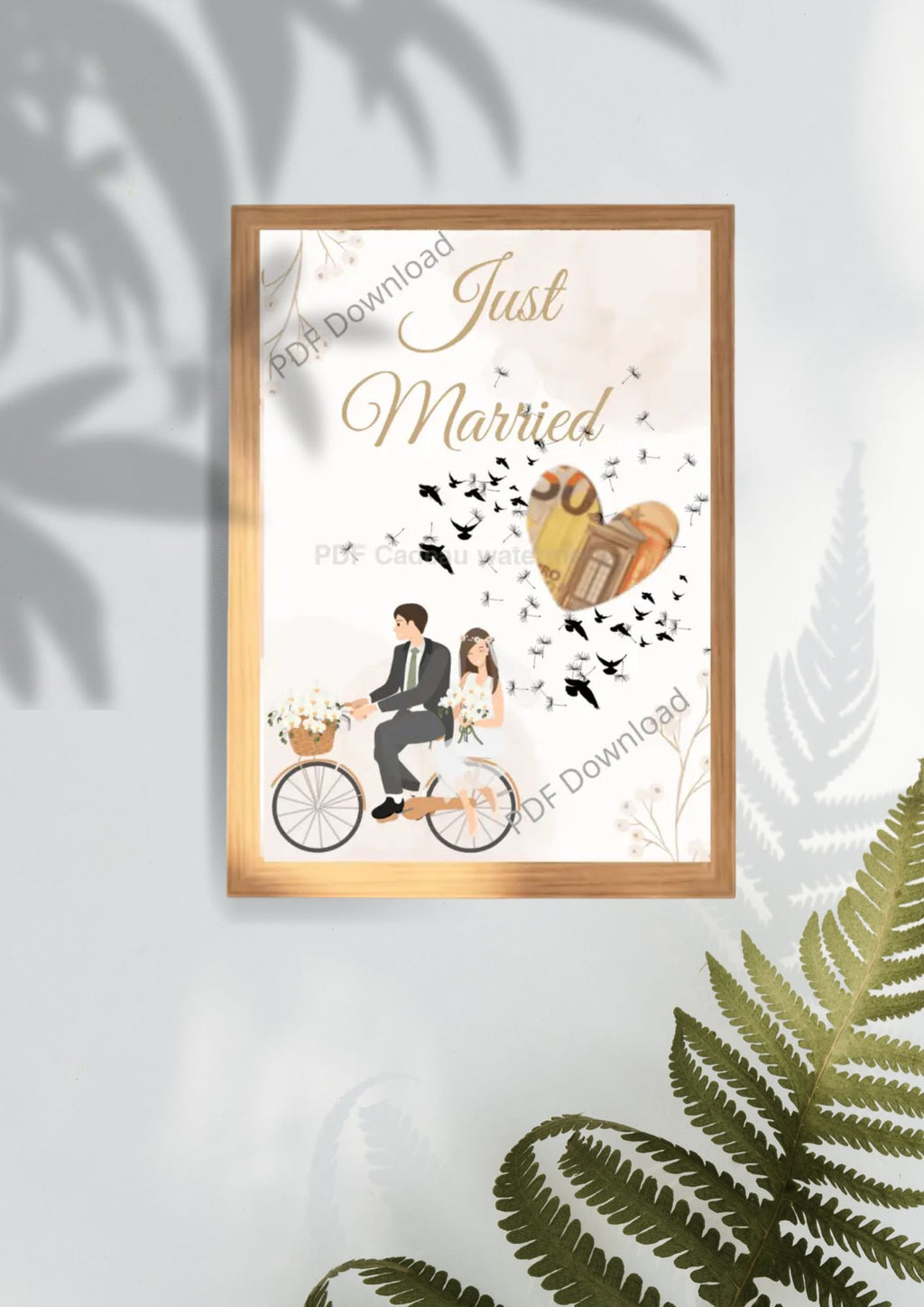 Printable creatief geld kado bruiloft