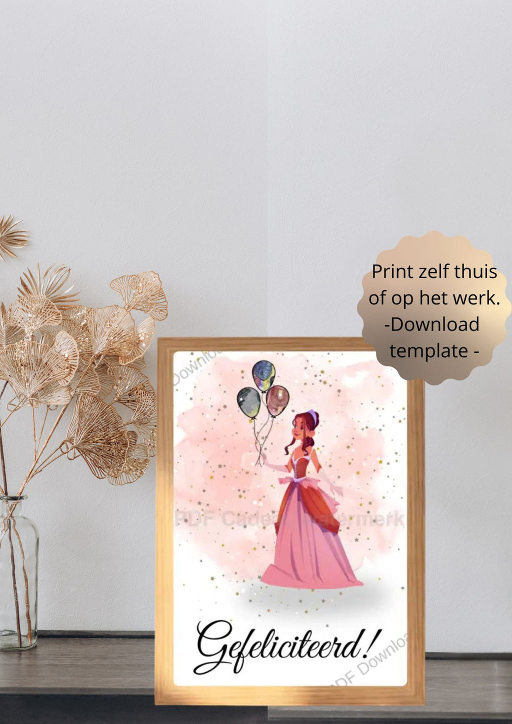 Geld cadeau kind 5 jaar kinderfeestje - printable