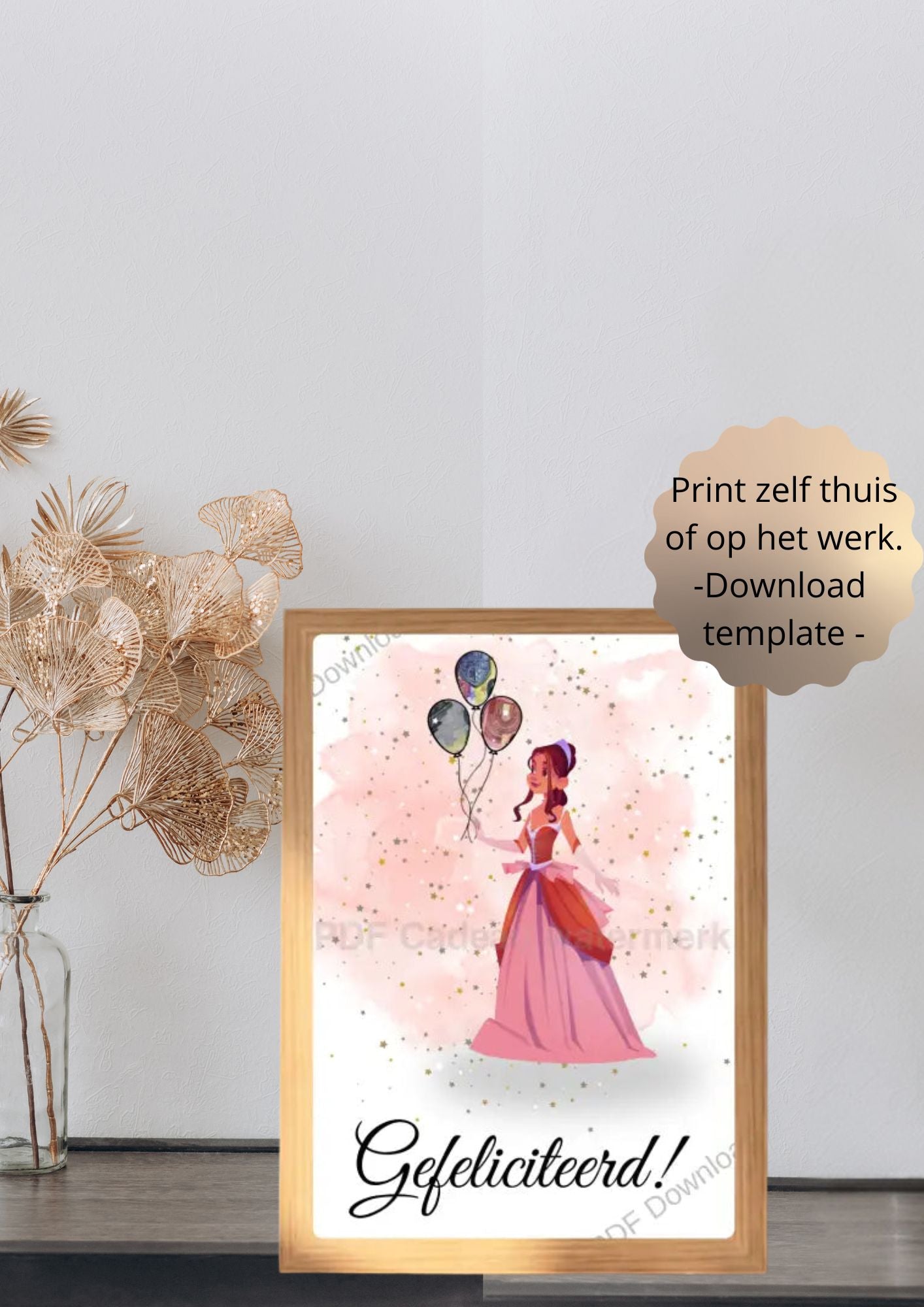 Geld cadeau kind 5 jaar kinderfeestje - printable