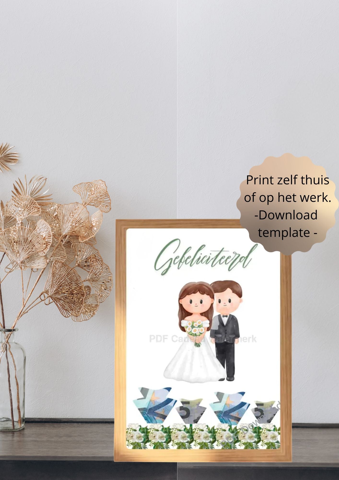 Zelfmaak ideetjes geld cadeau bruiloft - printable