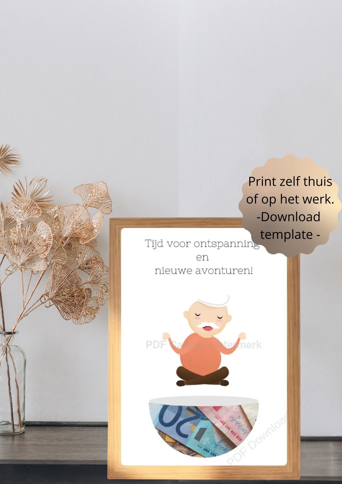 Zelfmaak ideetje pensioen geld cadeau - printable