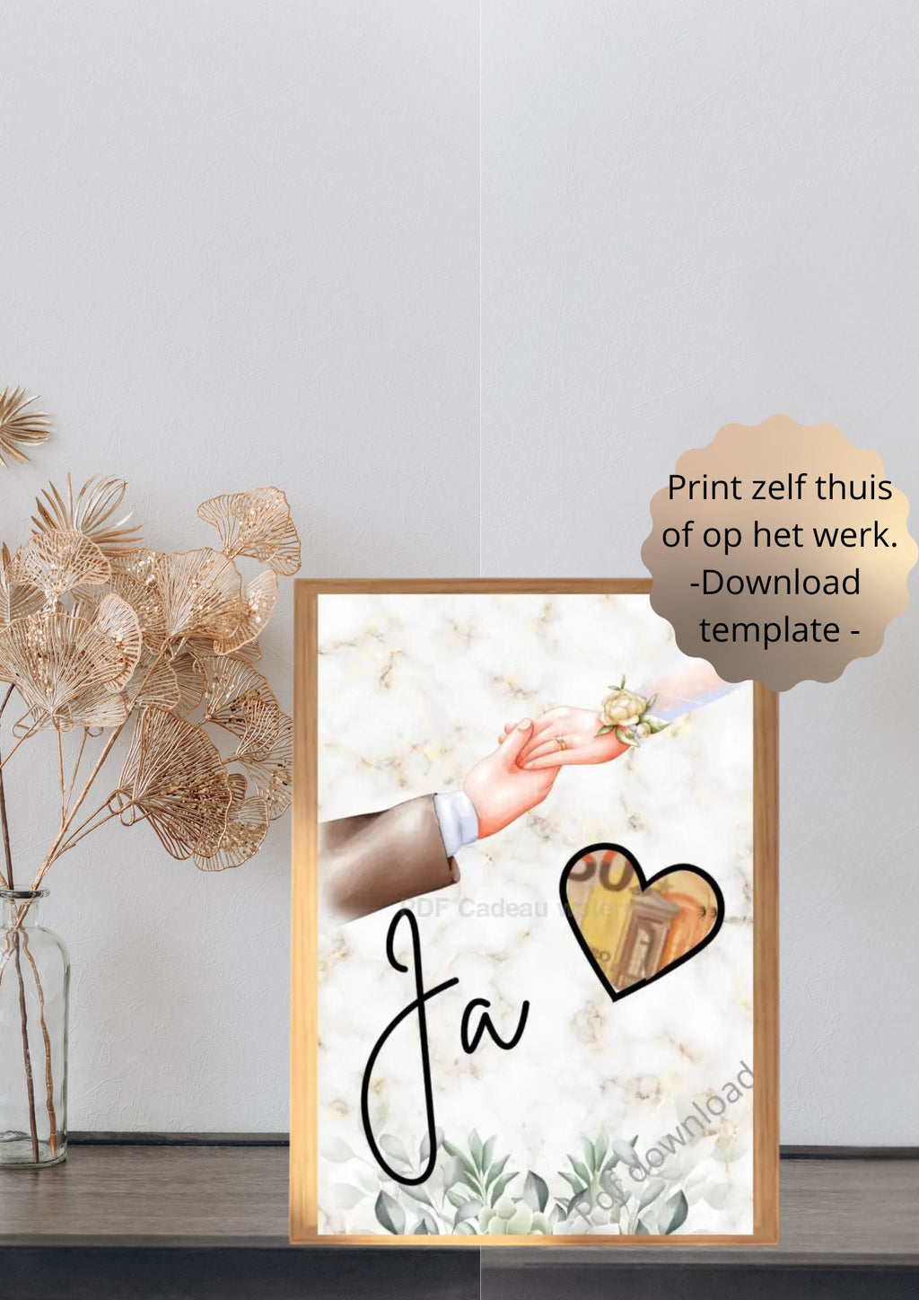 Zelfmaak ideetjes geld cadeau bruiloft printable