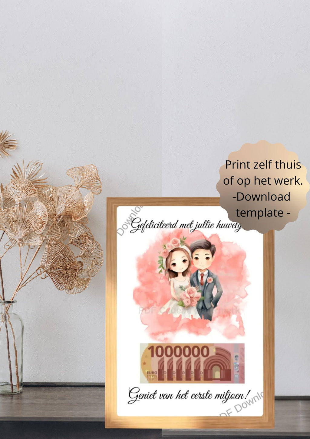 Bruiloft geld cadeau - printable
