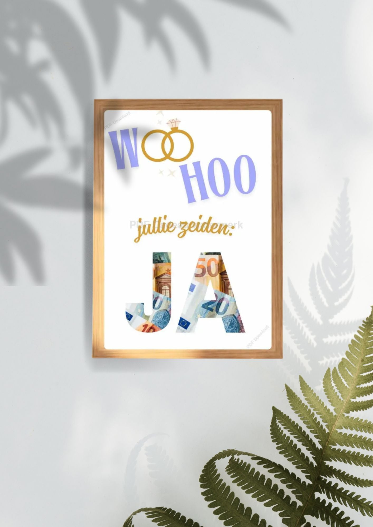 Printable idee bruiloft cadeau met geld