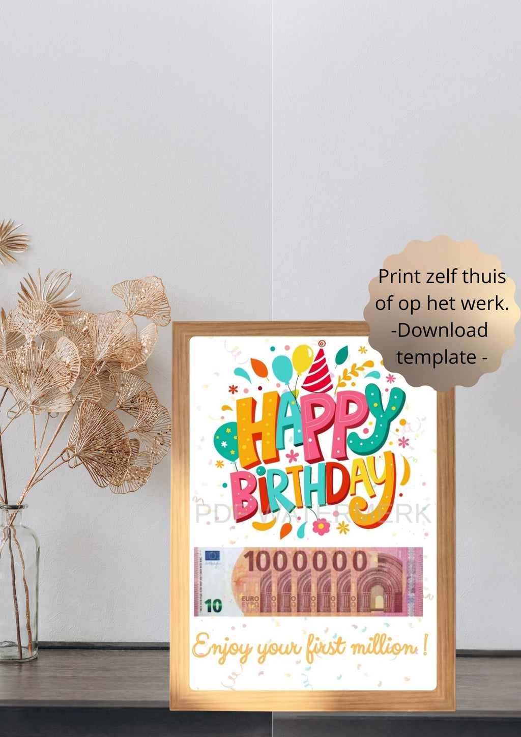 Zelfmaak idee geld cadeau verjaardag - printable pdf
